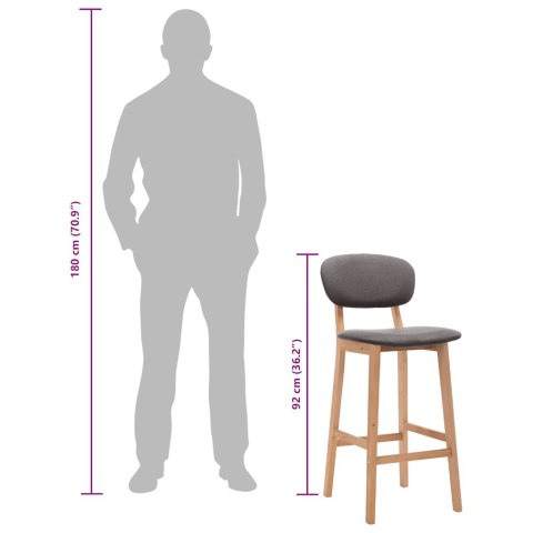 STOŁKI BAROWE 2 SZT JASNOSZARE TKANINA