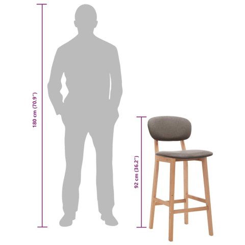 STOŁKI BAROWE 2 SZT. KOLOR TAUPE TAPICEROWANE TKANINĄ