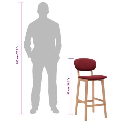 STOŁKI BAROWE 2 SZT. WINNA CZERWIEŃ TAPICEROWANE TKANINĄ