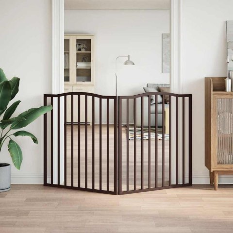 SKŁADANA BRAMKA DLA PSA 2 PANELE BRĄZOWY DĄB 160CM DREWNO