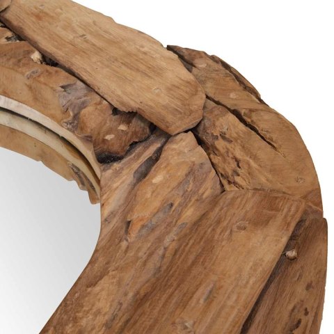 LUSTRO DEKORACYJNE DREWNO TEKOWE 80CM OKRĄGŁE