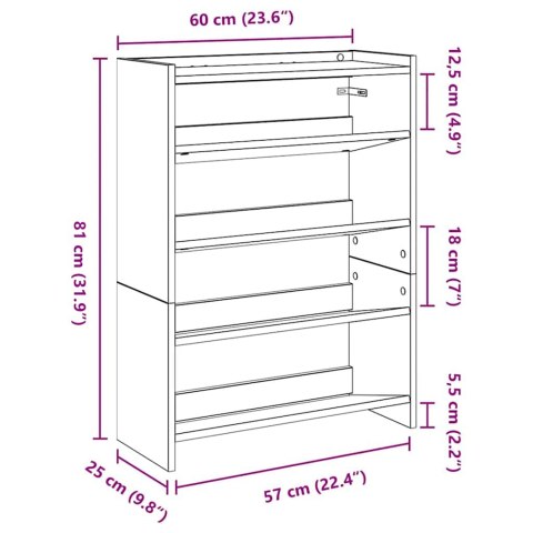 STOJAK NA BUTY DĄB ARTISAN 60X25X81CM