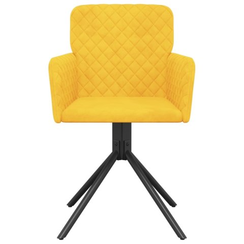 OBROTOWE KRZESŁA STOŁOWE 2 SZT. ŻÓŁTE AKSAMITNE