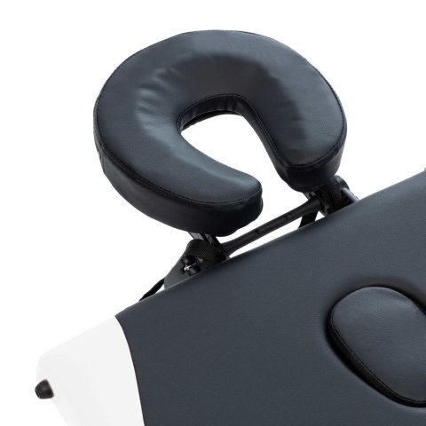 VidaXL Składany stół do masażu, 3-strefowy, aluminiowy, czarno-biały