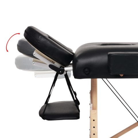 SKŁADANY STÓŁ DO MASAŻU O GRUBOŚCI 10CM 3-STREFOWY CZARNY