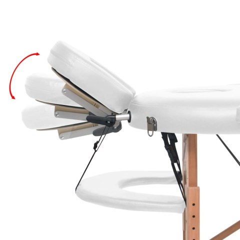 VidaXL Składany stół do masażu z 2 wałkami, grubość 4 cm, biały