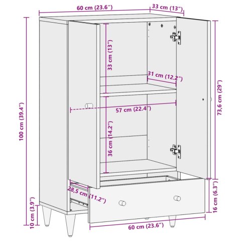 KOMODA 60X33X100CM LITE DREWNO MANGO