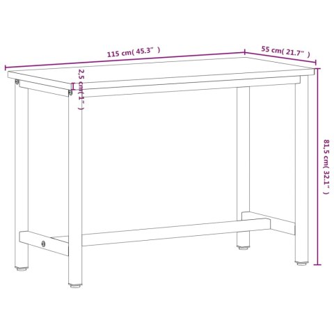 STÓŁ ROBOCZY 115X55X81,5CM LITE DREWNO BUKOWE I METAL
