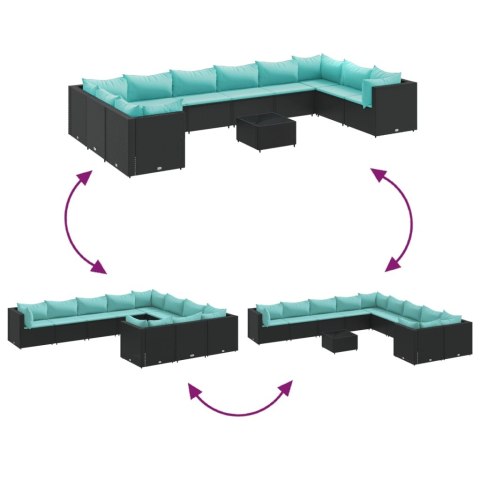 10-CZ. ZESTAW MEBLI DO OGRODU PODUSZKI CZARNY RATTAN PE