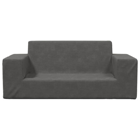 2-OS. SOFA DLA DZIECI ANTRACYTOWA MIĘKKI PLUSZ