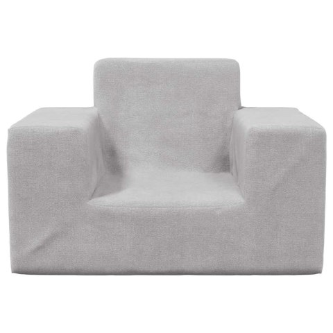 KANAPA DLA DZIECKA JASNOSZARA MIĘKKI PLUSZ