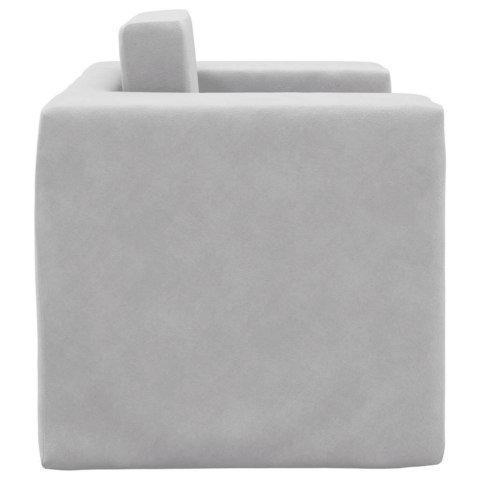 KANAPA DLA DZIECKA ROZKŁADANA JASNOSZARA MIĘKKI PLUSZ