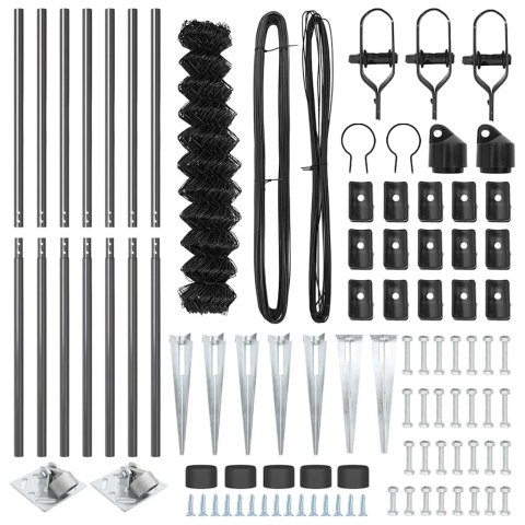 OGRODZENIE Z OGNIW ZE SŁUPKAMI SZARY 1.4X10 M STAL