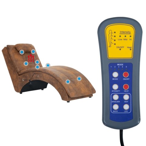 SZEZLONG MASUJĄCY Z PODUSZKĄ BRĄZOWY SZTUCZNA SKÓRA ZAMSZOWA