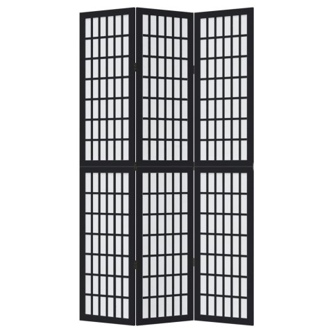 PARAWAN POKOJOWY PRZEGRODA ŚCIANKA DEKORACYJNA 3-PANELOWY CZARNY LITE DREWNO PAULOWNI