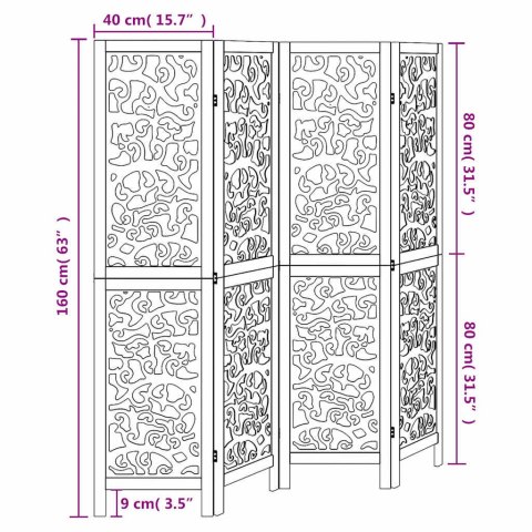 PARAWAN POKOJOWY 4-PANELOWY BIAŁY LITE DREWNO PAULOWNI