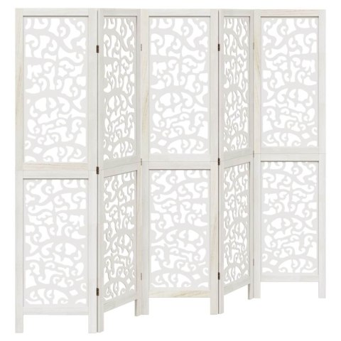 PARAWAN POKOJOWY PRZEGRODA ŚCIANKA DEKORACYJNA 5-PANELOWY BIAŁY LITE DREWNO PAULOWNI