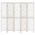 PARAWAN POKOJOWY PRZEGRODA ŚCIANKA DEKORACYJNA 5-PANELOWY BIAŁY LITE DREWNO PAULOWNI