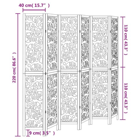 PARAWAN POKOJOWY 6-PANELOWY BIAŁY LITE DREWNO PAULOWNI