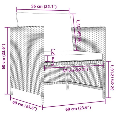 SOFA OGRODOWA Z PODUSZKAMI SZARA POLIRATTANOWA