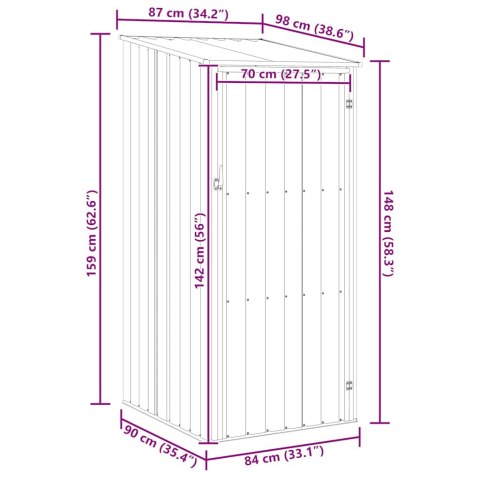 SZOPA OGRODOWA SZARA 87X98X159CM STAL GALWANIZOWANA