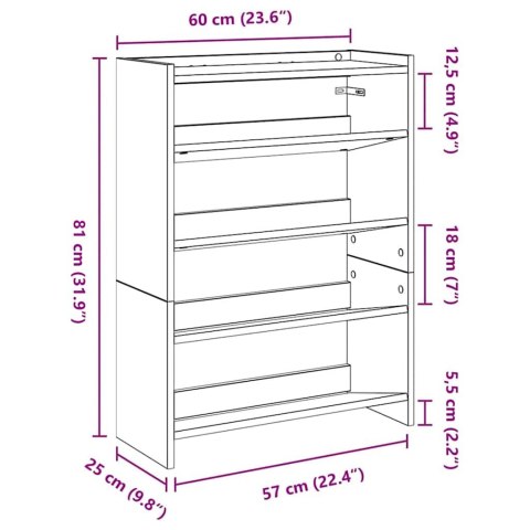 PÓŁKA NA BUTY STARE DREWNO 60X25X81CM