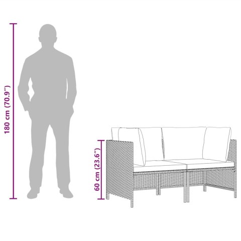 2-CZĘŚCIOWA SOFA OGRODOWA Z PODUSZKAMI SZARA POLIRATTAN