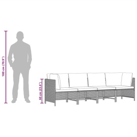 4-OSOBOWA SOFA OGRODOWA Z PODUSZKAMI POLIRATTAN CZARNA