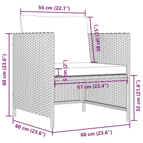 FOTEL OGRODOWY Z PODUSZKAMI RATTAN PE CZARNY