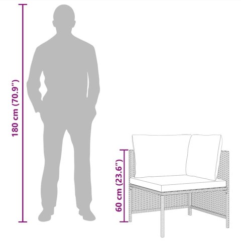 NAROŻNA SOFA MODUŁOWA Z PODUSZKĄ POLIRATTAN CZARNA