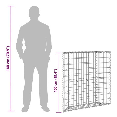 PODNIESIONA RABATA GABIONOWA TRAPEZOWA STAL 100X20X100CM