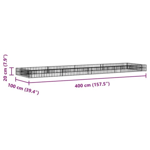 PODWYŻSZONA DONICA GABIONOWA STAL 400X100X20CM