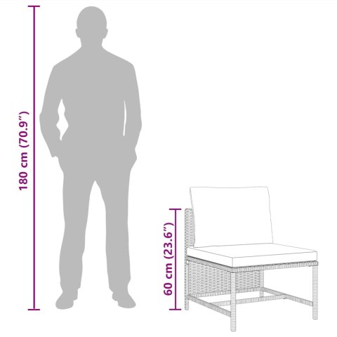 ŚRODKOWA SOFA MODUŁOWA Z PODUSZKĄ POLIRATTAN CZARNA