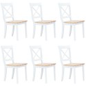KRZESŁA STOŁOWE 6 SZT. BIAŁO-NATURALNE DREWNO KAUCZUKOWE