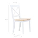 KRZESŁA STOŁOWE 6 SZT. BIAŁO-NATURALNE DREWNO KAUCZUKOWE