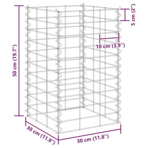 WYSOKIE DONICE GABIONOWE 3 SZT. 30X30X50CM ŻELAZO