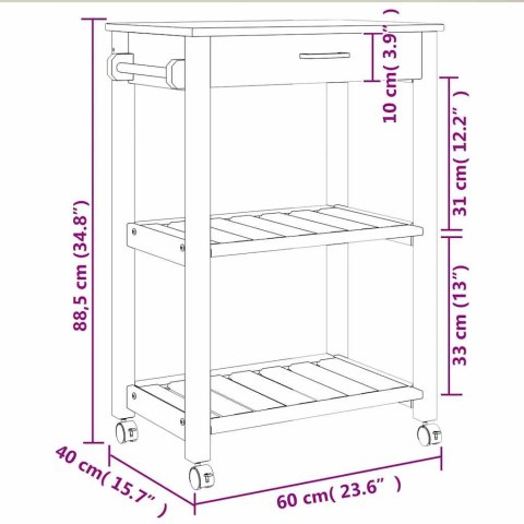 WÓZEK KUCHENNY MONZA 60X40X90CM LITE DREWNO SOSNOWE