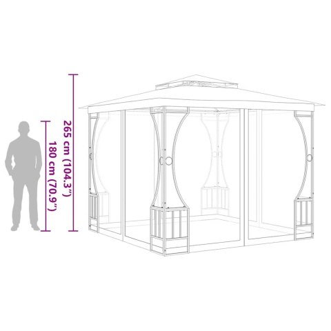 ALTANA OGRODOWA Z SIATKAMI 300X300X265CM ANTRACYTOWA