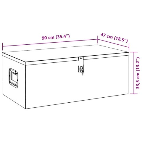 SKRZYNKA DO PRZECHOWYWANIA SREBRNA 90X47X33,5CM ALUMINIUM