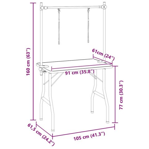STÓŁ GROOMERSKI TRYMERSKI WETERYNARYJNY REGULOWANY 2 SMYCZE PIES