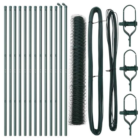 OGRODZENIE Z SŁUPKAMI ZIELONY 1.4X25 M STAL POKRYTA PCV