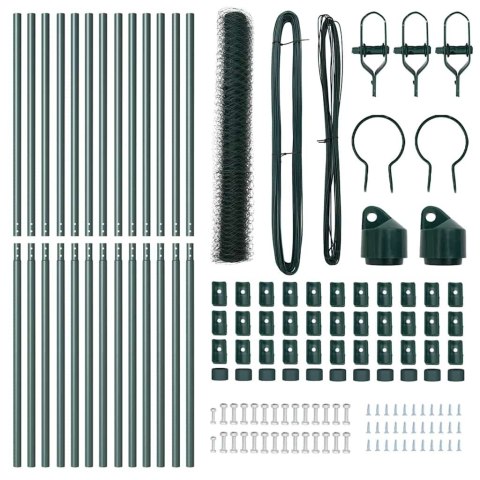 OGRODZENIE Z SŁUPKAMI ZIELONY 1.4X25 M STAL POKRYTA PCV