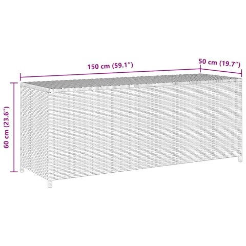 SKRZYNIA OGRODOWA SZARA 150X50X60CM RATTAN PE