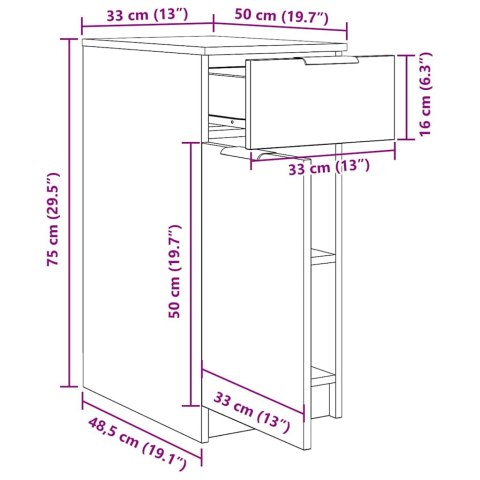 SZAFKA BIURKOWA CZARNY DĄB 33X50X75CM