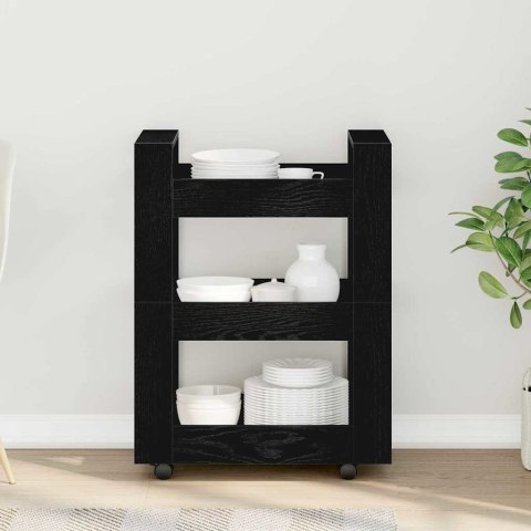 WÓZEK KUCHENNY CZARNY DĄB 60X45X80CM