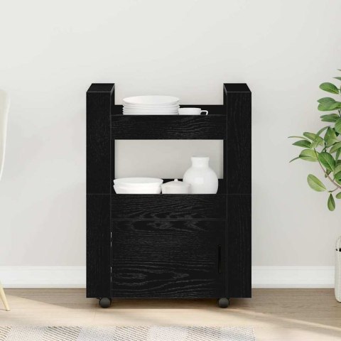 WÓZEK KUCHENNY CZARNY DĄB 60X45X80CM