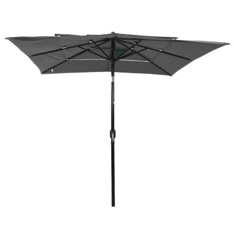 3-POZIOMOWY PARASOL NA ALUMINIOWYM SŁUPKU ANTRACYT 2,5X2,5M