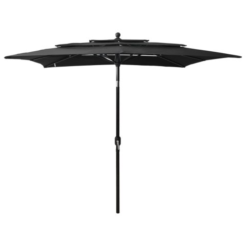 3-POZIOMOWY PARASOL NA ALUMINIOWYM SŁUPKU CZARNY 2,5X2,5 M