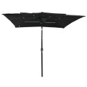 3-POZIOMOWY PARASOL NA ALUMINIOWYM SŁUPKU CZARNY 2,5X2,5 M