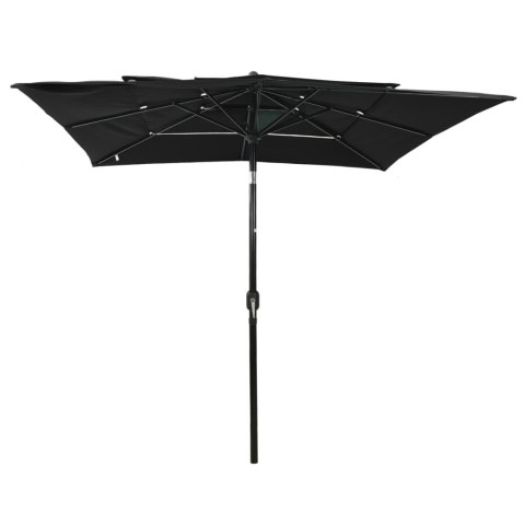 3-POZIOMOWY PARASOL NA ALUMINIOWYM SŁUPKU CZARNY 2,5X2,5M